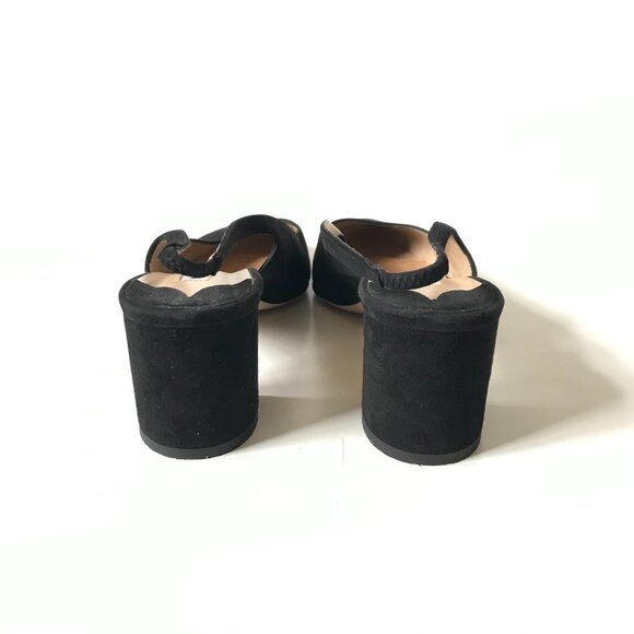 Manolo Blahnik Allurasa Suede Black Block Heels Slingback - Picture 6 of 9